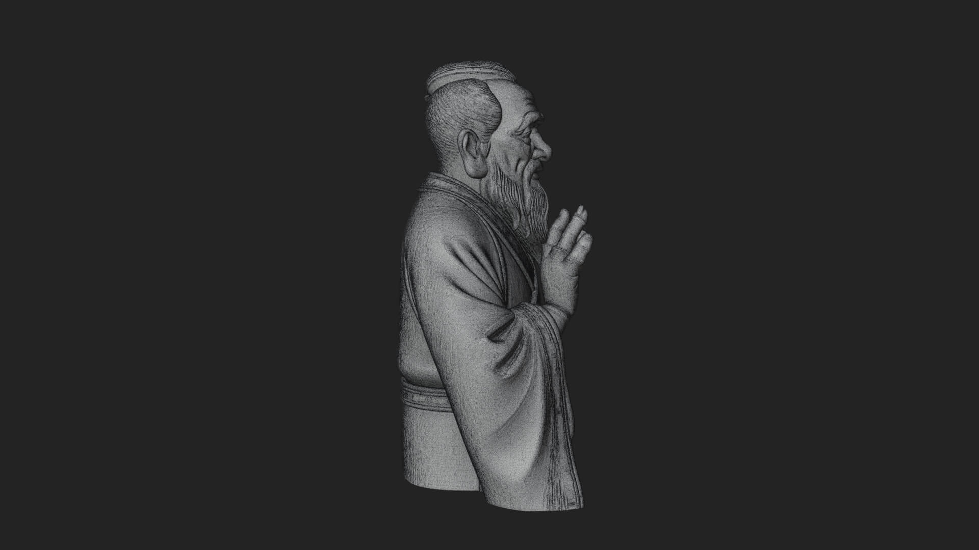 Draped Sage Elder Bust Design 5 3D Print Model 3D Model