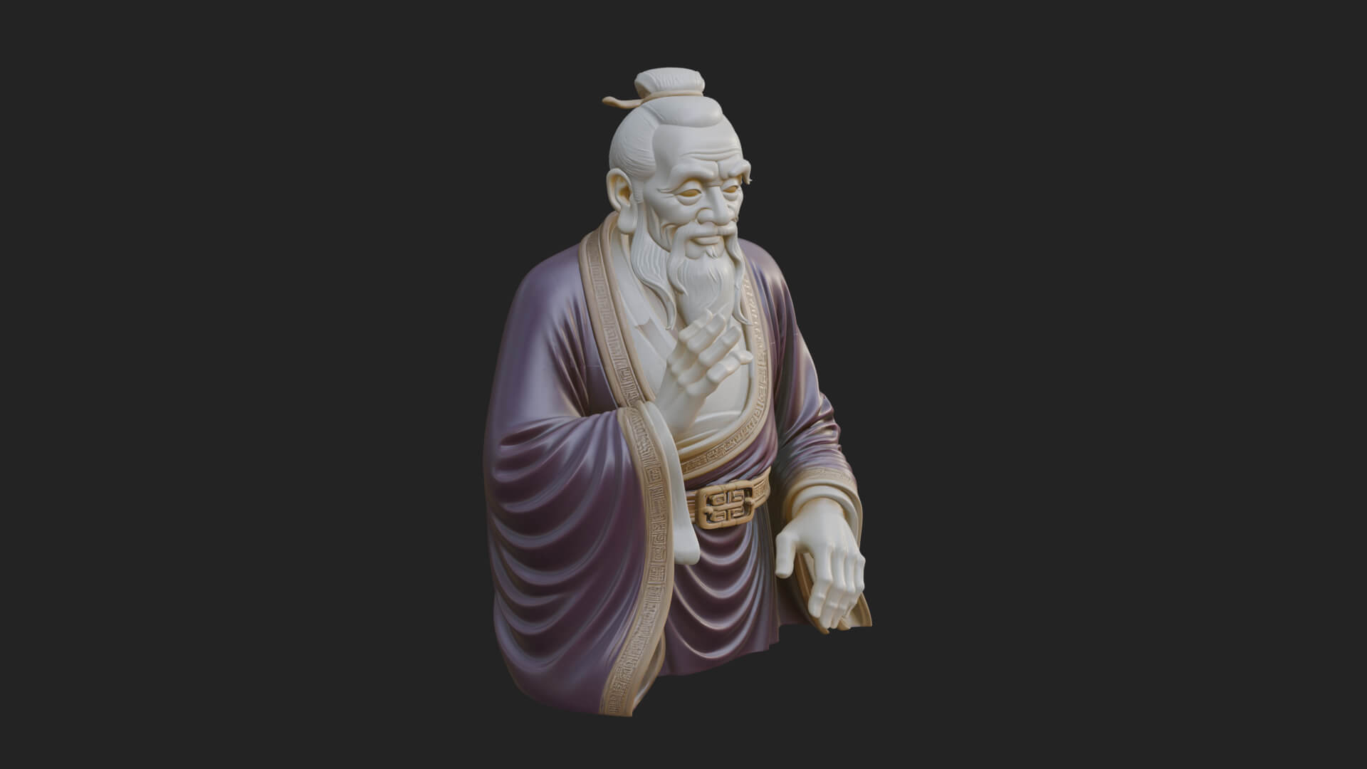 Draped Sage Elder Bust Design 6 3D Print Model 3D Model