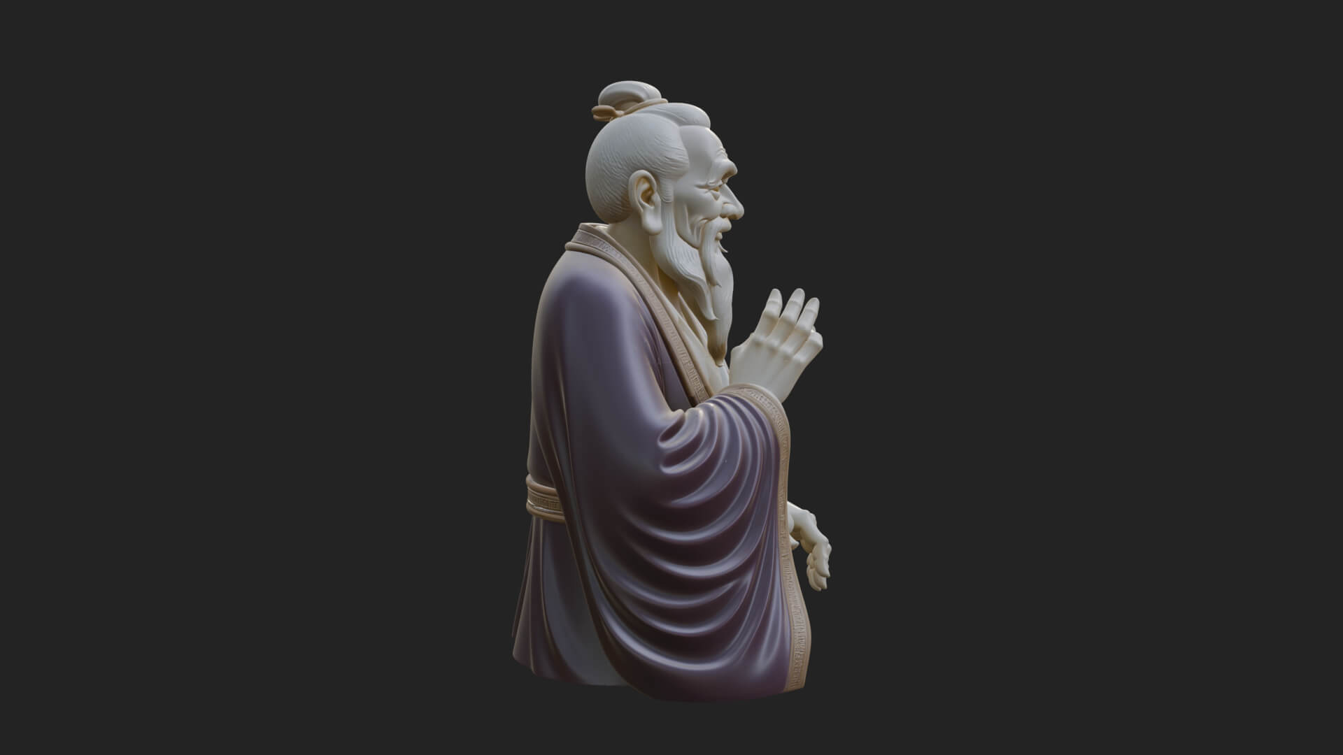 Draped Sage Elder Bust Design 6 3D Print Model 3D Model