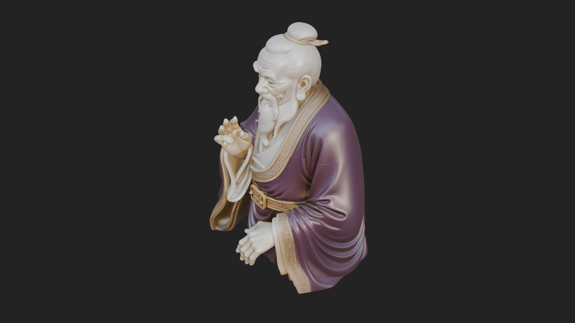 Draped Sage Elder Bust Design 6 3D Print Model 3D Model