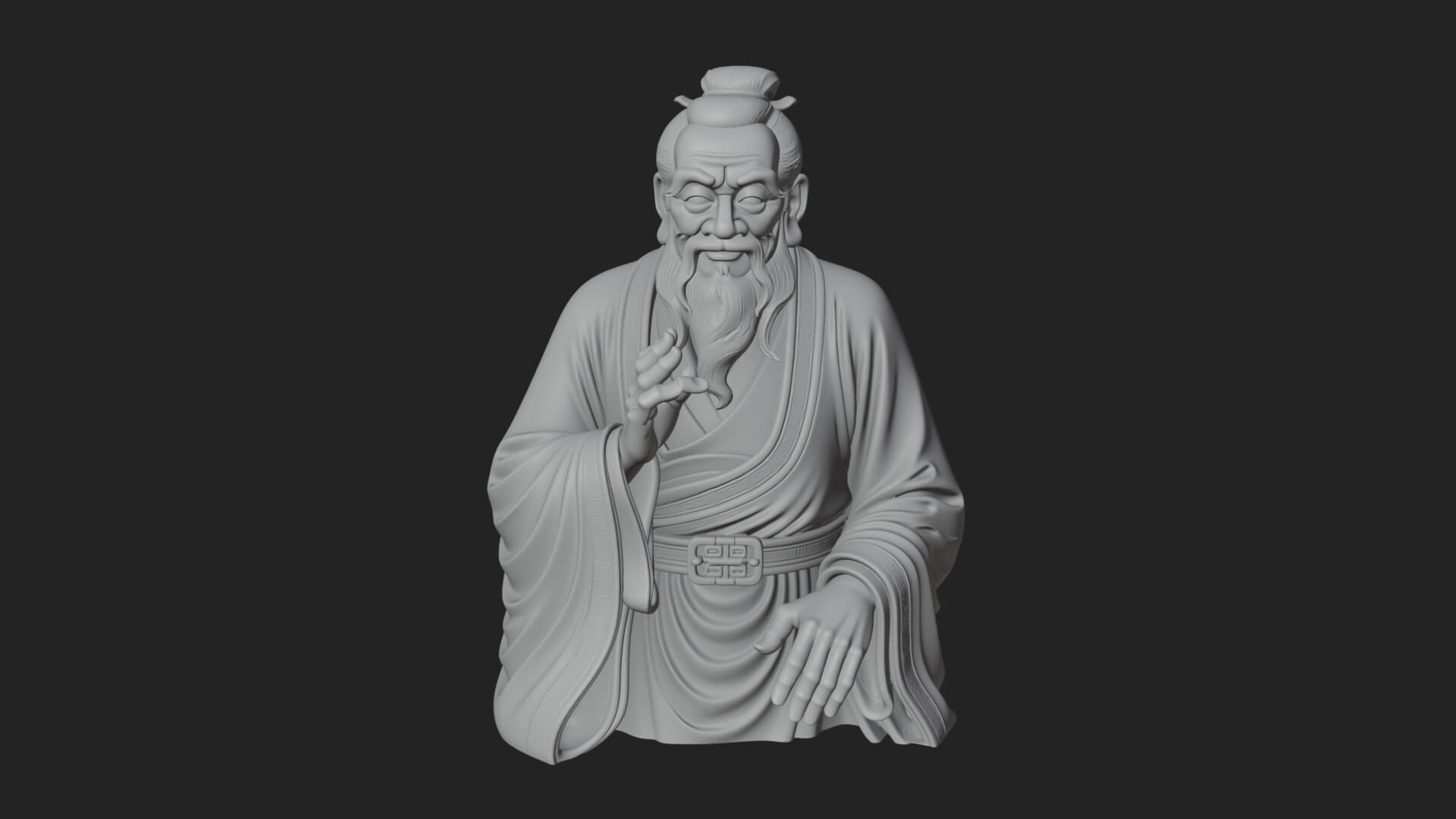 Draped Sage Elder Bust Design 6 3D Print Model 3D Model