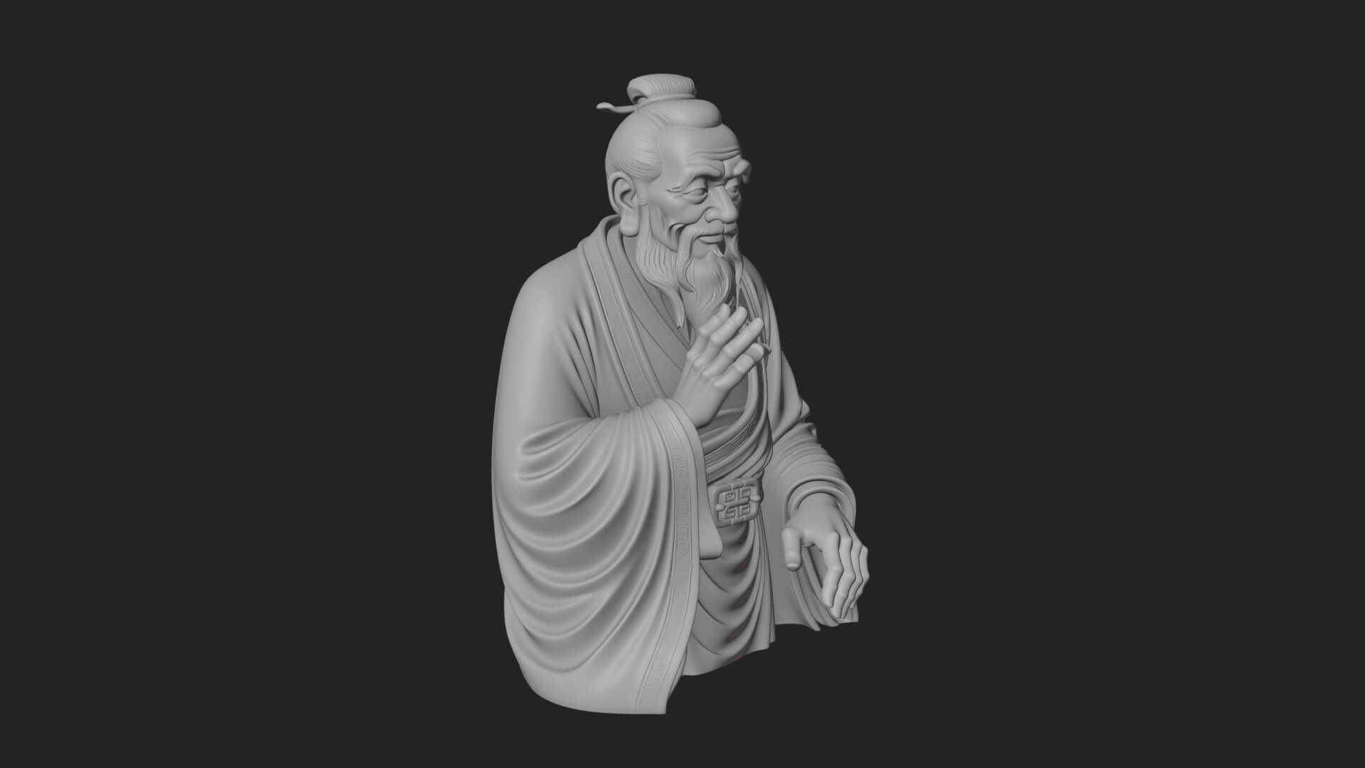 Draped Sage Elder Bust Design 6 3D Print Model 3D Model