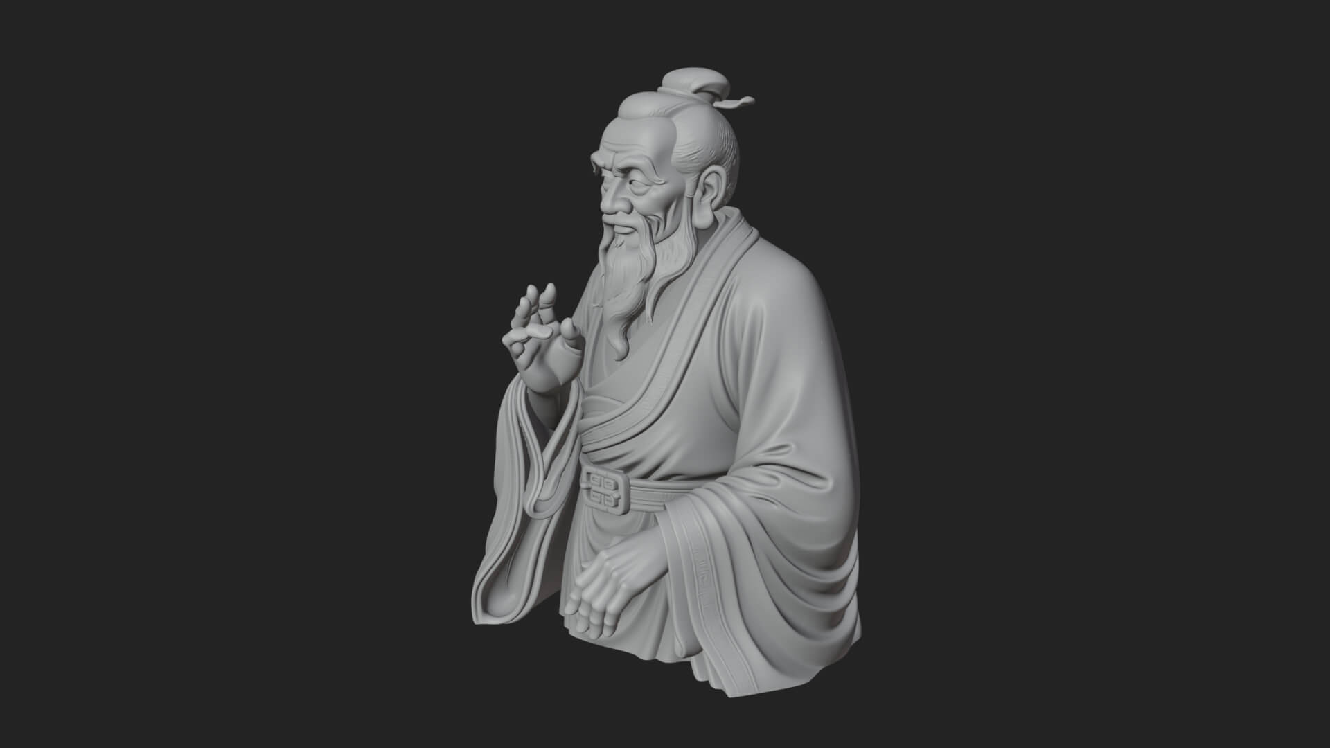 Draped Sage Elder Bust Design 6 3D Print Model 3D Model