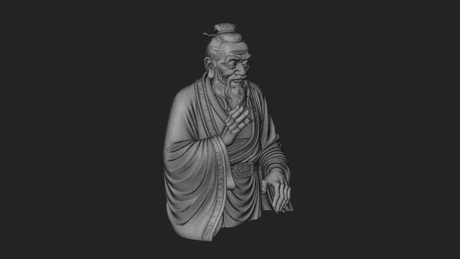 Draped Sage Elder Bust Design 6 3D Print Model 3D Model