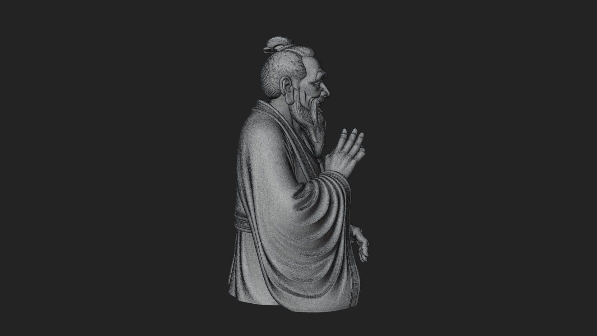 Draped Sage Elder Bust Design 6 3D Print Model 3D Model