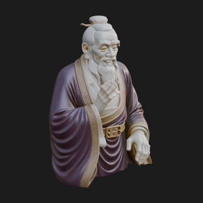Draped Sage Elder Bust Design 6 3D Print Model