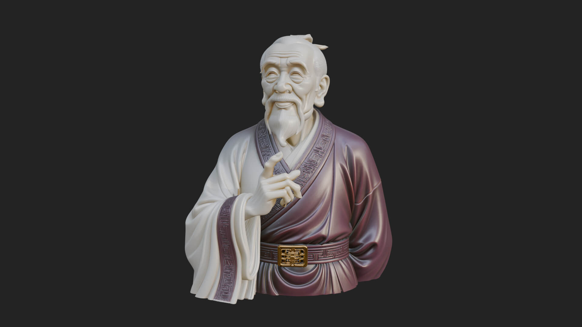 Draped Sage Elder Bust Design 7 3D Print Model 3D Model
