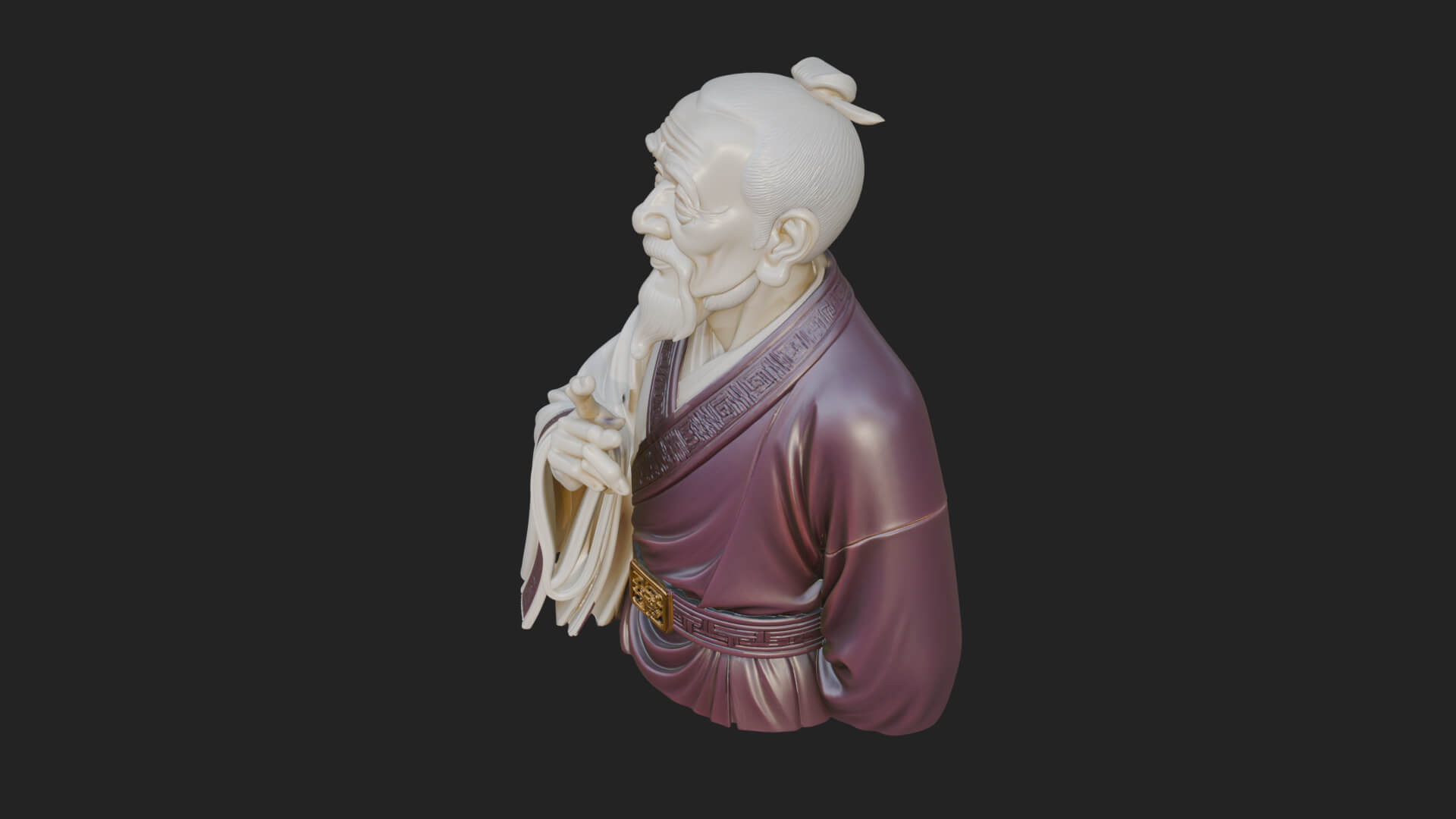 Draped Sage Elder Bust Design 7 3D Print Model 3D Model