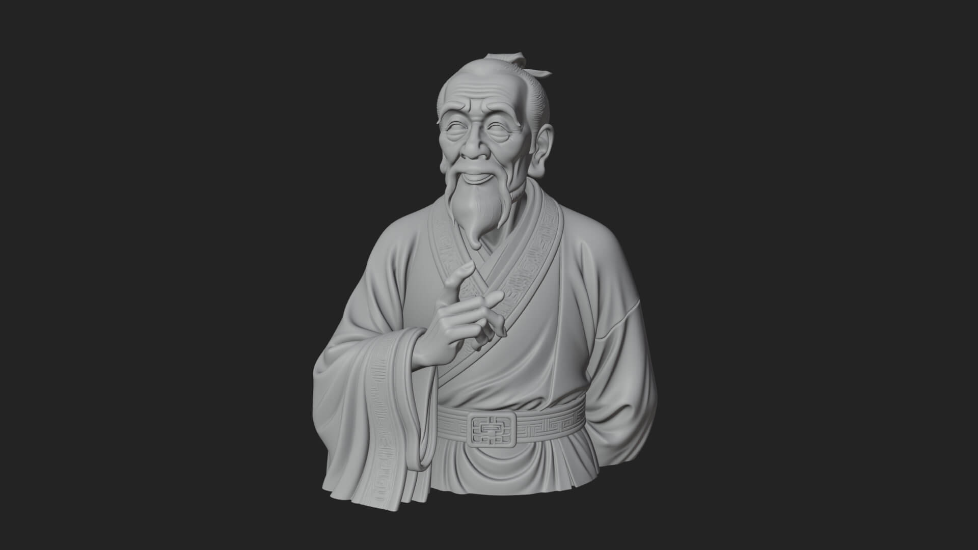 Draped Sage Elder Bust Design 7 3D Print Model 3D Model