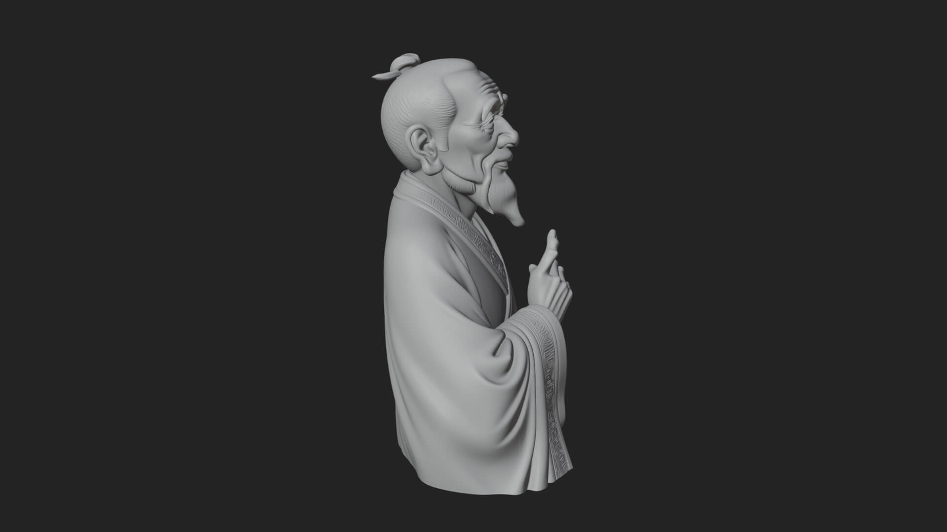 Draped Sage Elder Bust Design 7 3D Print Model 3D Model