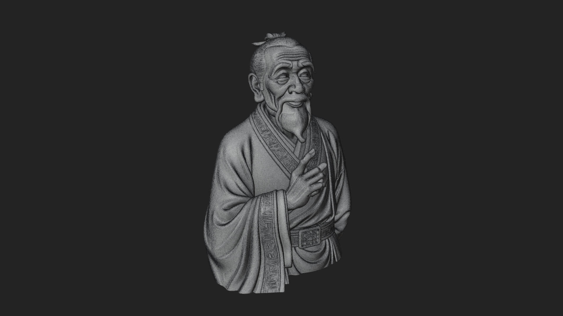 Draped Sage Elder Bust Design 7 3D Print Model 3D Model