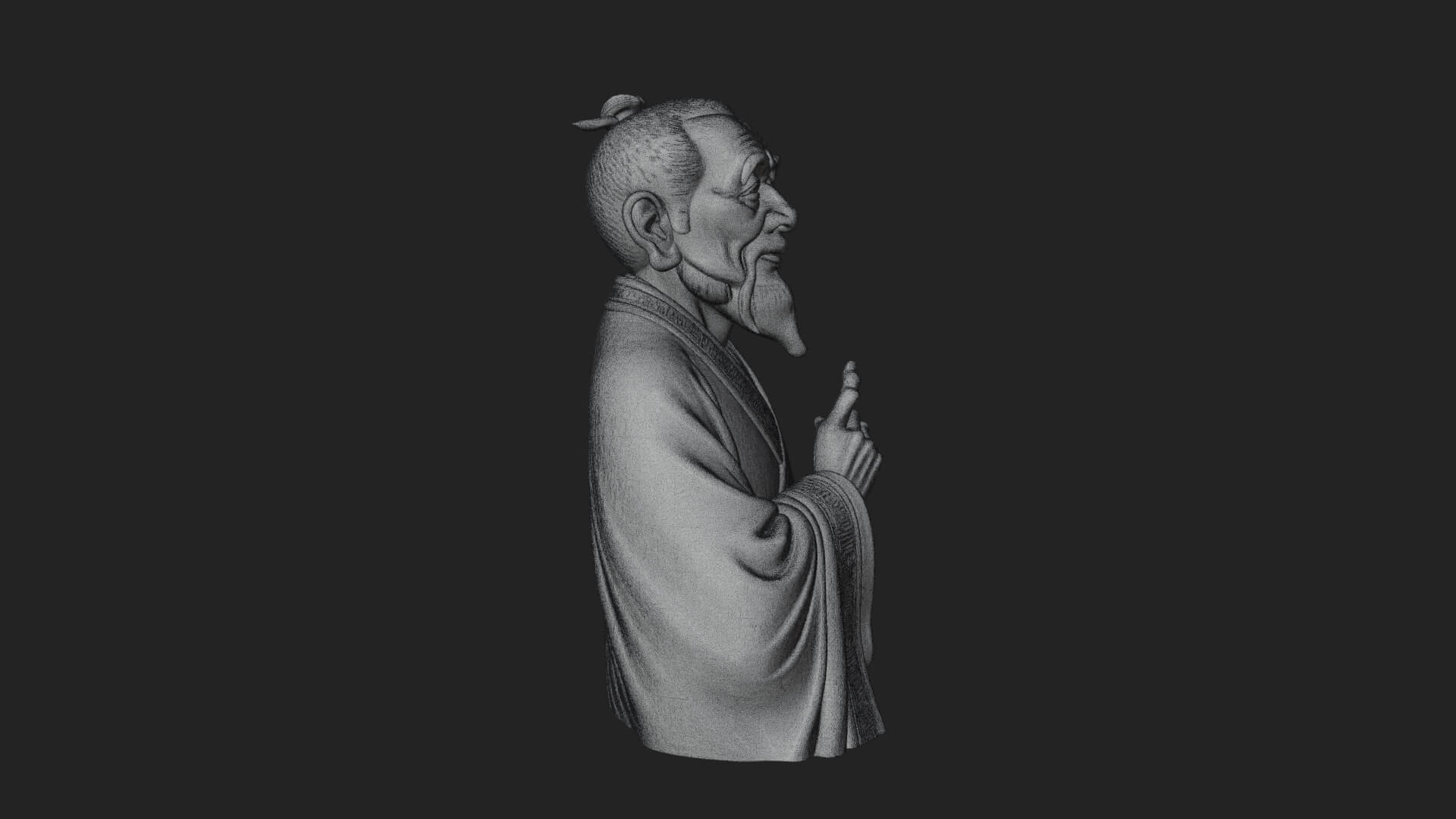 Draped Sage Elder Bust Design 7 3D Print Model 3D Model