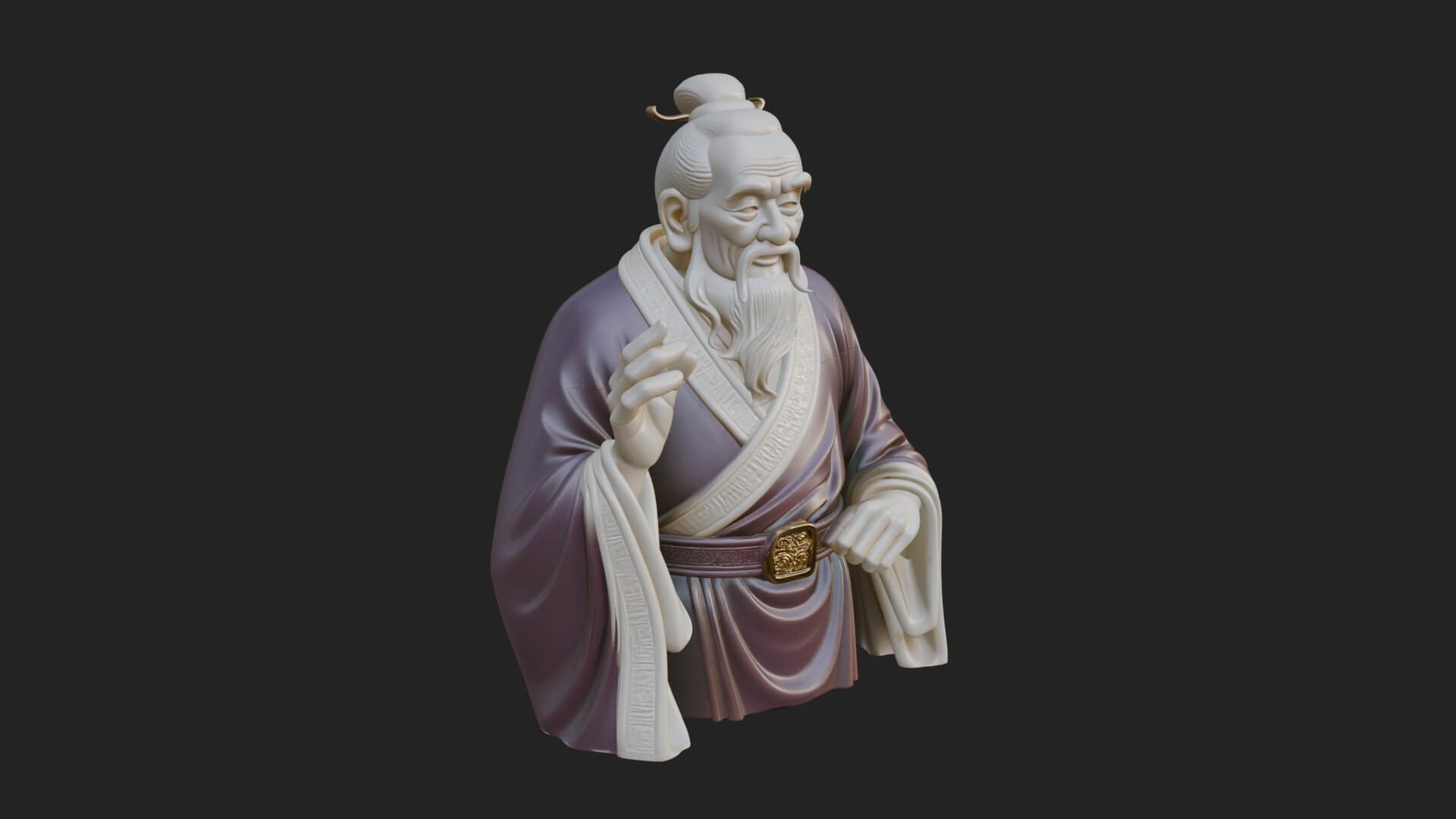 Draped Sage Elder Bust Design 8 3D Print Model 3D Model