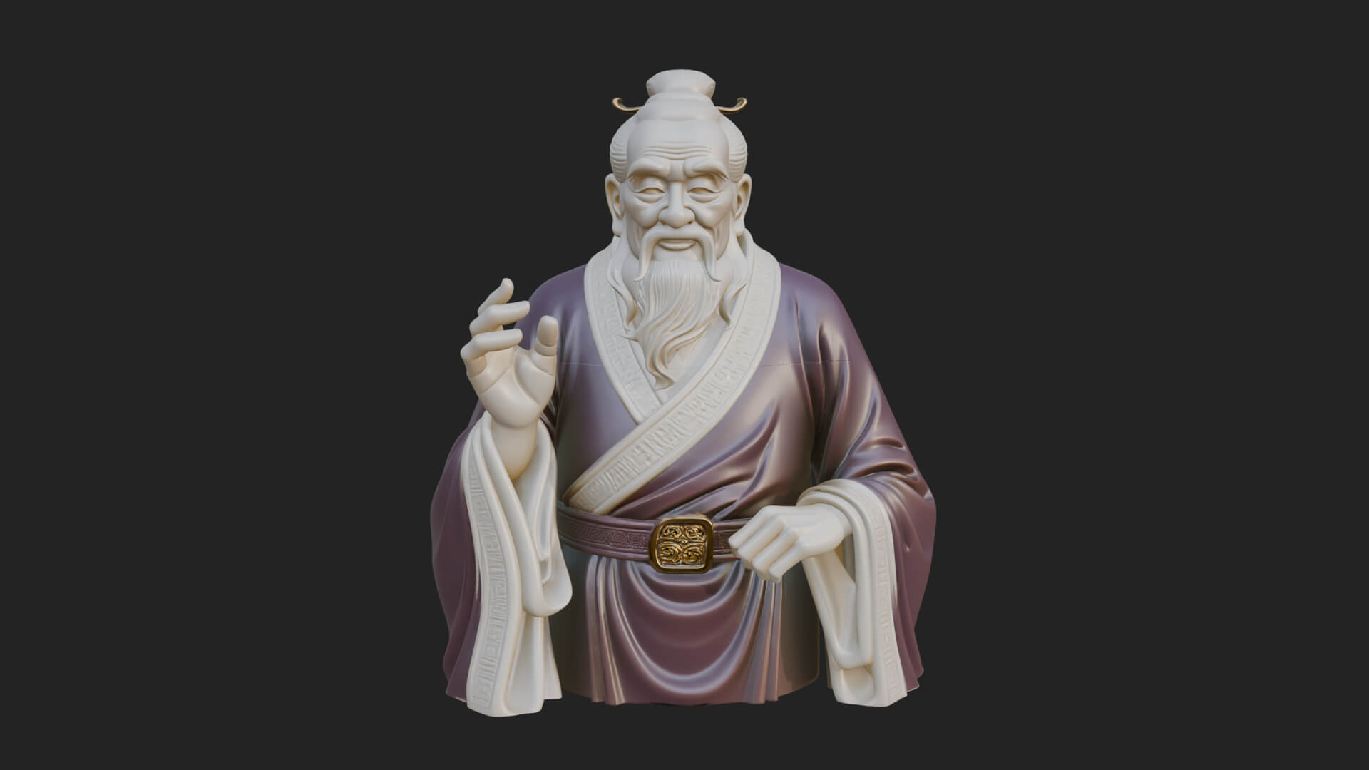 Draped Sage Elder Bust Design 8 3D Print Model 3D Model
