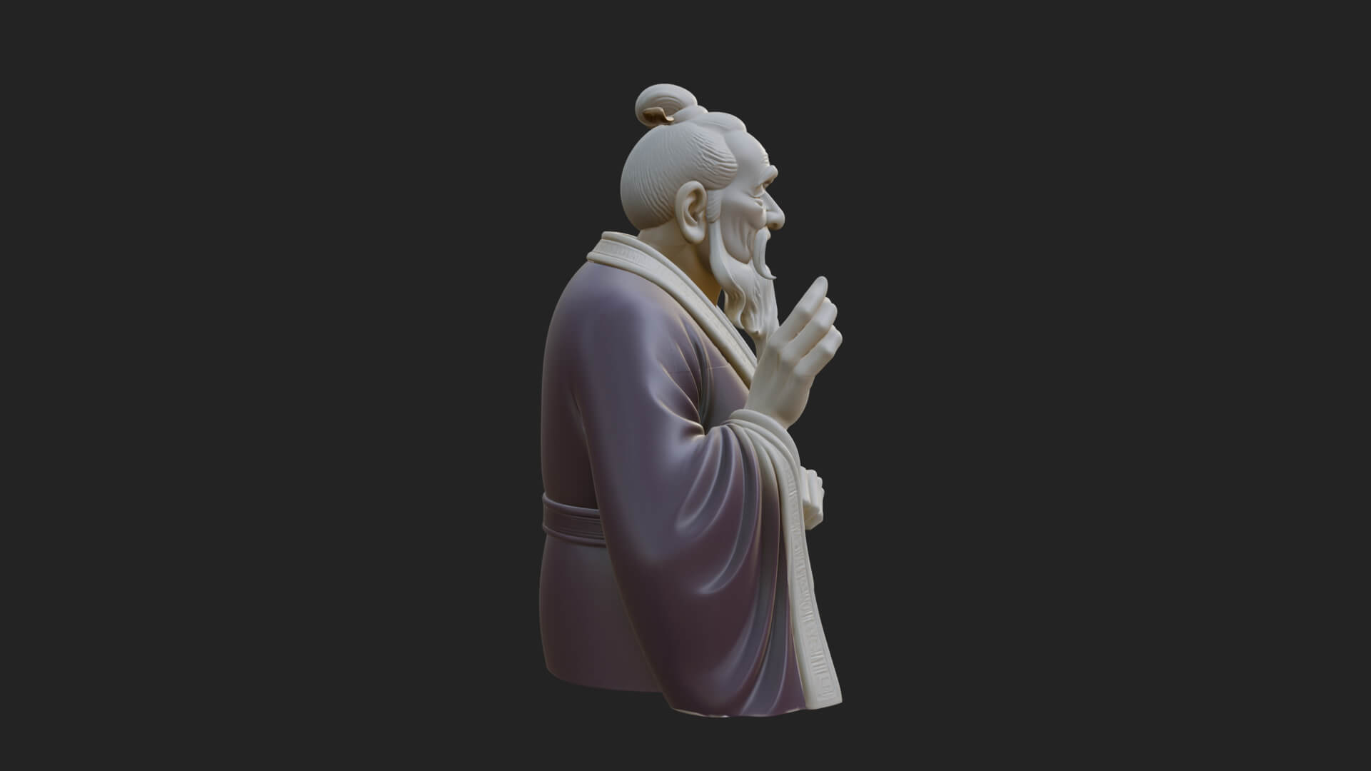 Draped Sage Elder Bust Design 8 3D Print Model 3D Model