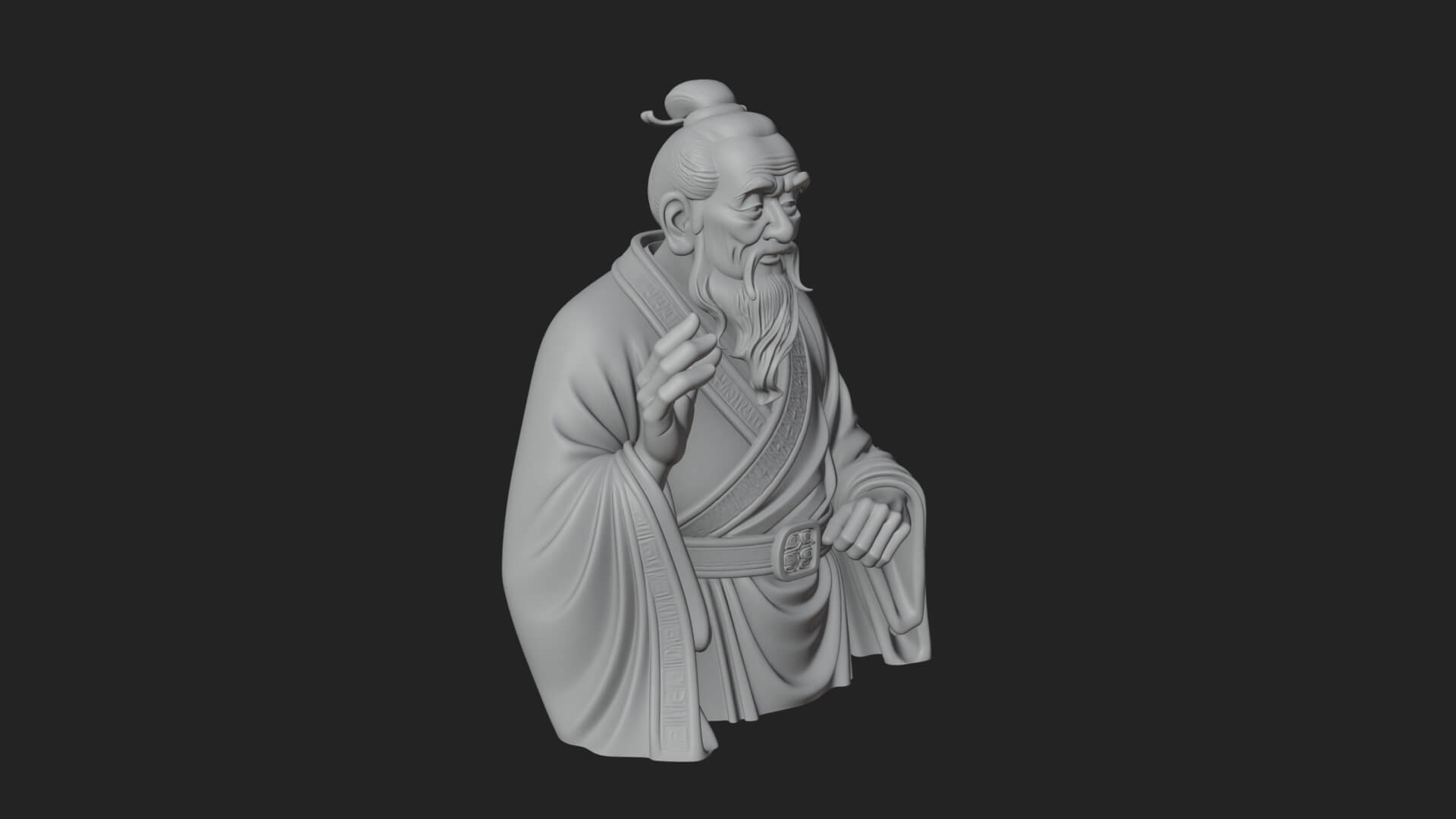 Draped Sage Elder Bust Design 8 3D Print Model 3D Model