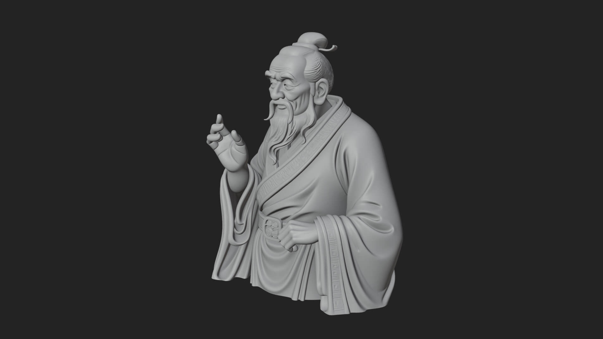 Draped Sage Elder Bust Design 8 3D Print Model 3D Model