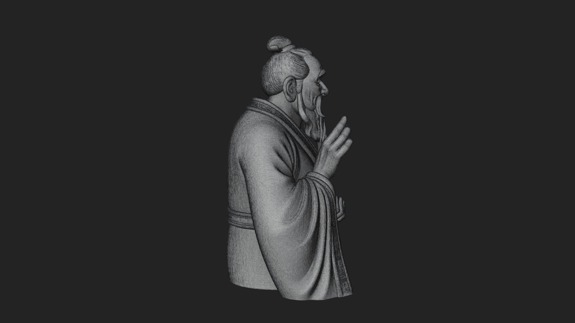 Draped Sage Elder Bust Design 8 3D Print Model 3D Model