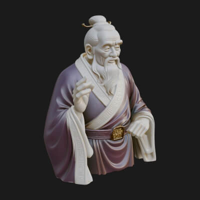 Draped Sage Elder Bust Design 8 3D Print Model