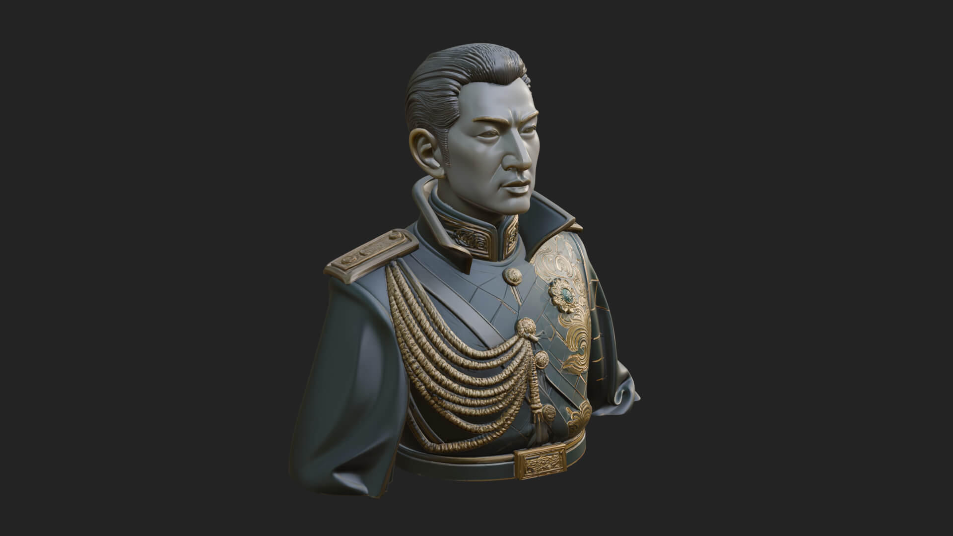 Dress Uniform Officer Bust Design 1 3D Print Model 3D Model