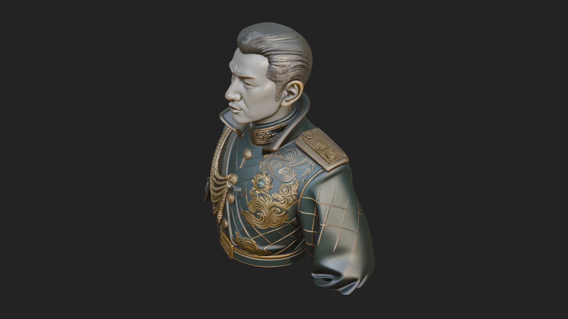 Dress Uniform Officer Bust Design 1 3D Print Model 3D Model