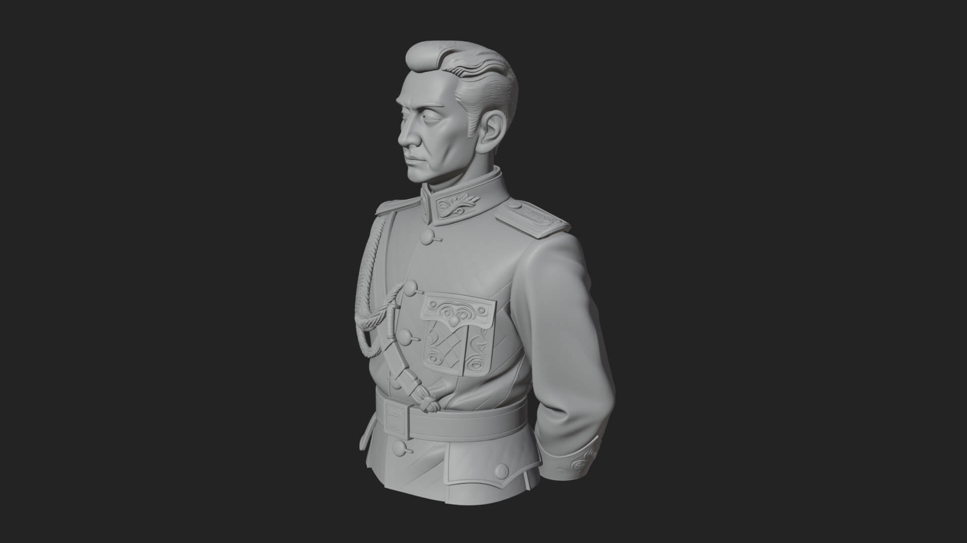 Dress Uniform Officer Bust Design 3 3D Print Model 3D Model