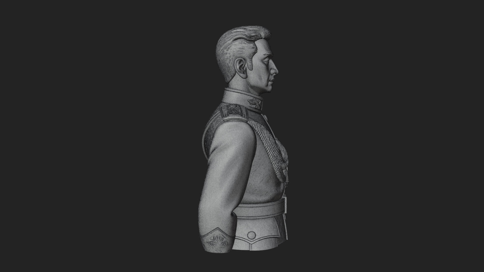Dress Uniform Officer Bust Design 3 3D Print Model 3D Model