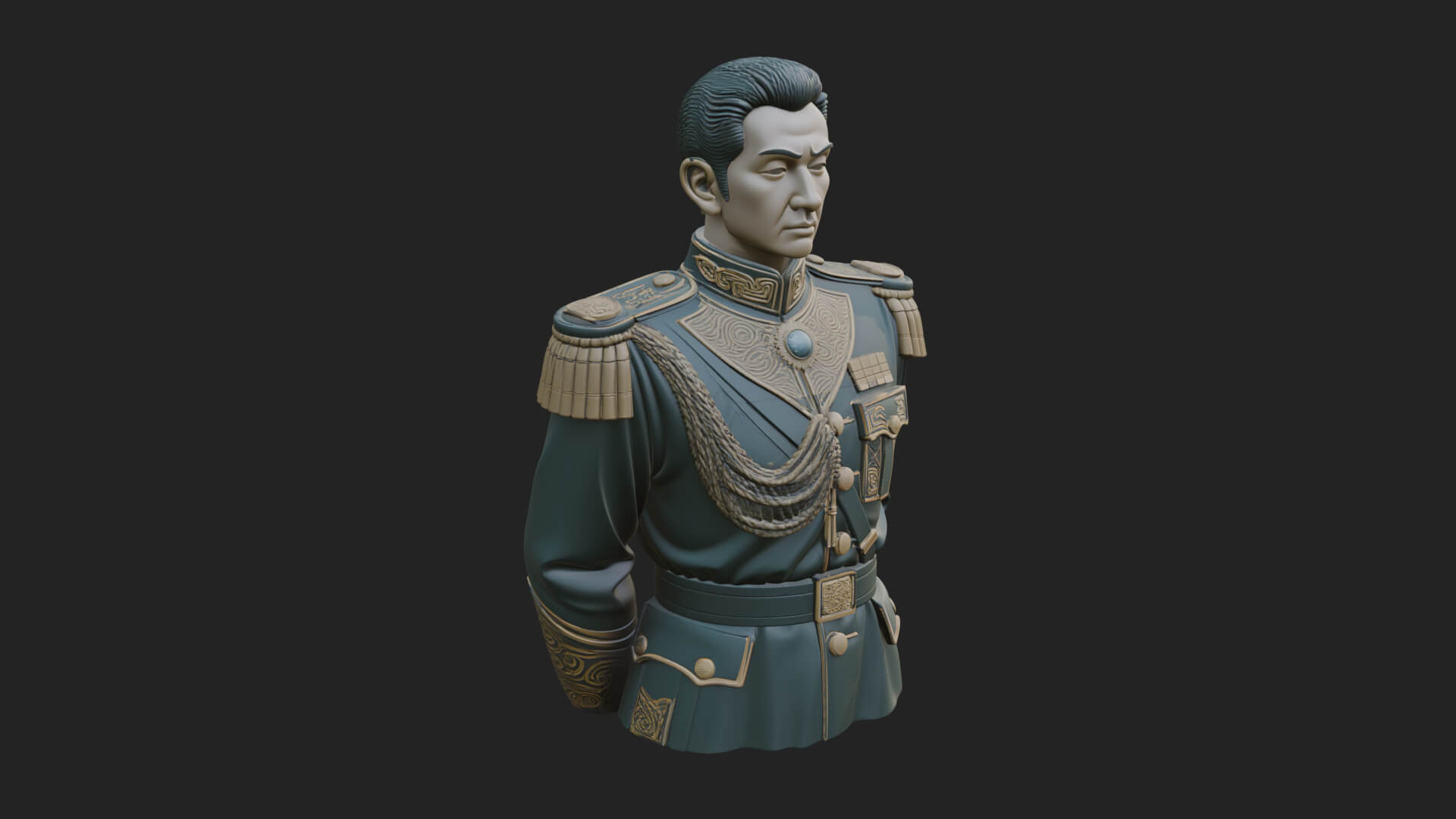 Dress Uniform Officer Bust Design 4 3D Print Model 3D Model