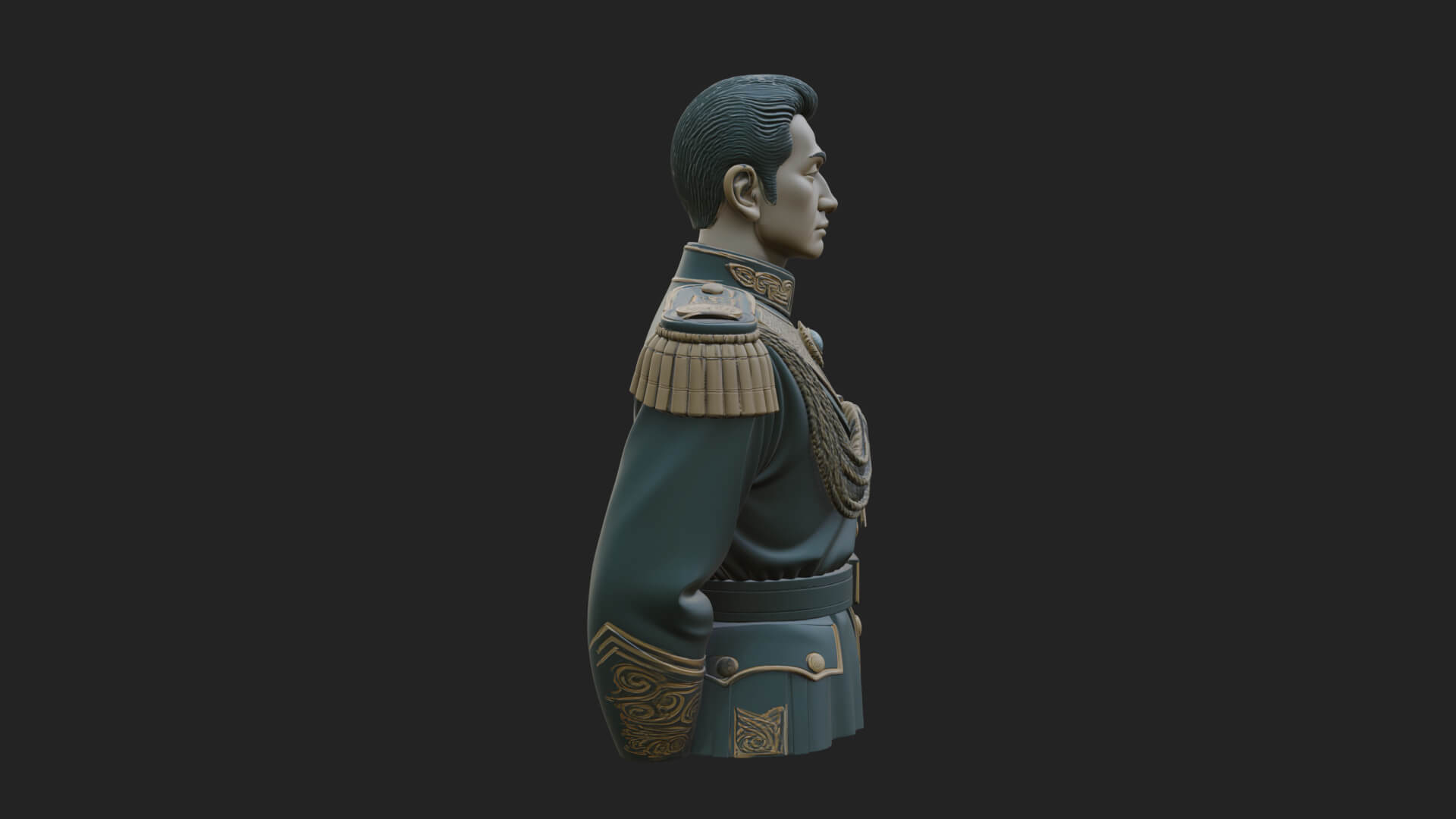 Dress Uniform Officer Bust Design 4 3D Print Model 3D Model