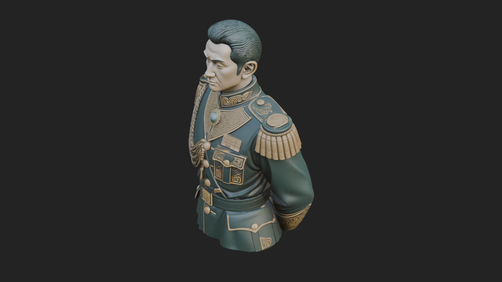 Dress Uniform Officer Bust Design 4 3D Print Model 3D Model