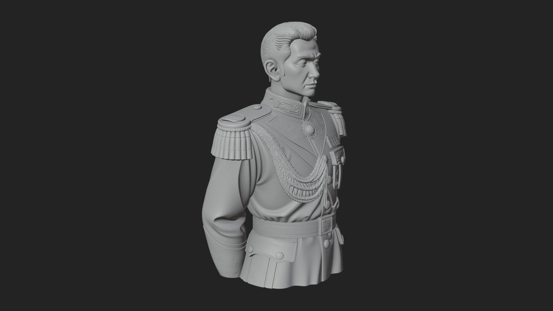 Dress Uniform Officer Bust Design 4 3D Print Model 3D Model