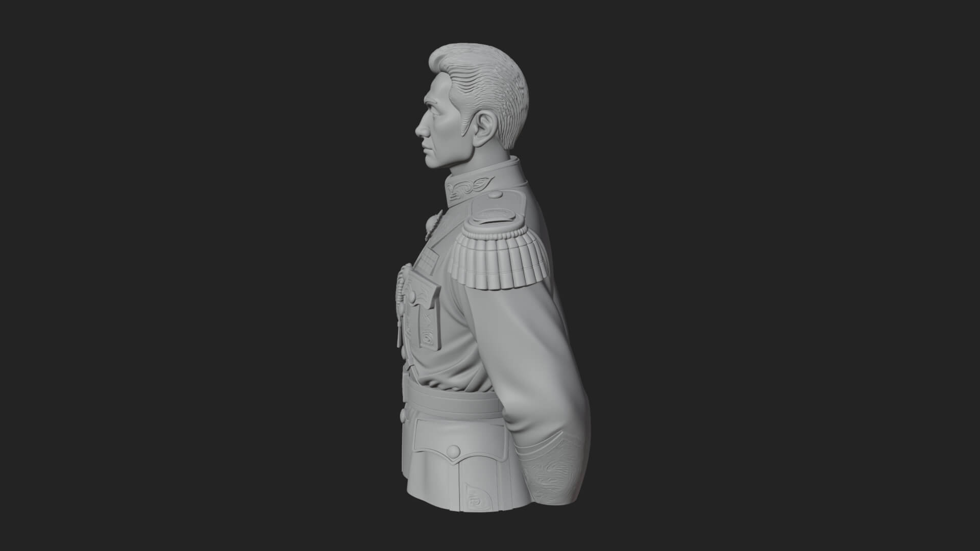 Dress Uniform Officer Bust Design 4 3D Print Model 3D Model