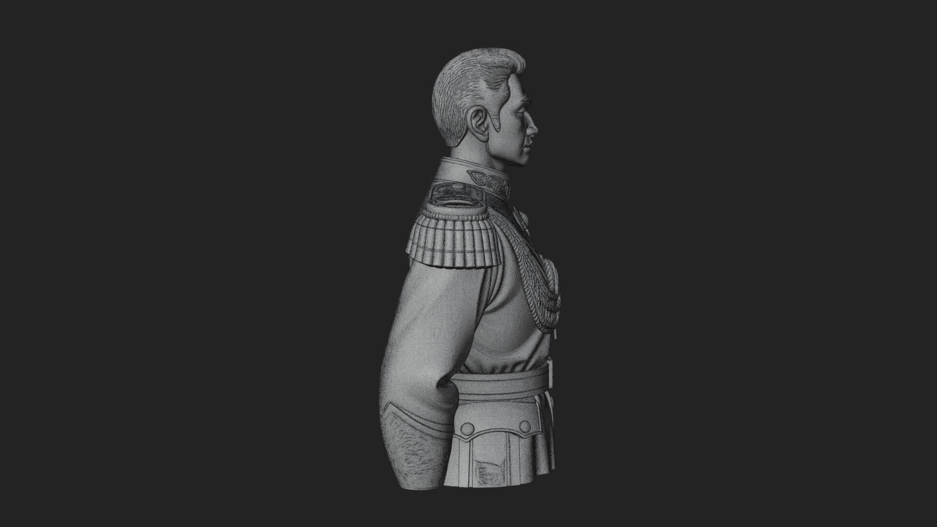 Dress Uniform Officer Bust Design 4 3D Print Model 3D Model