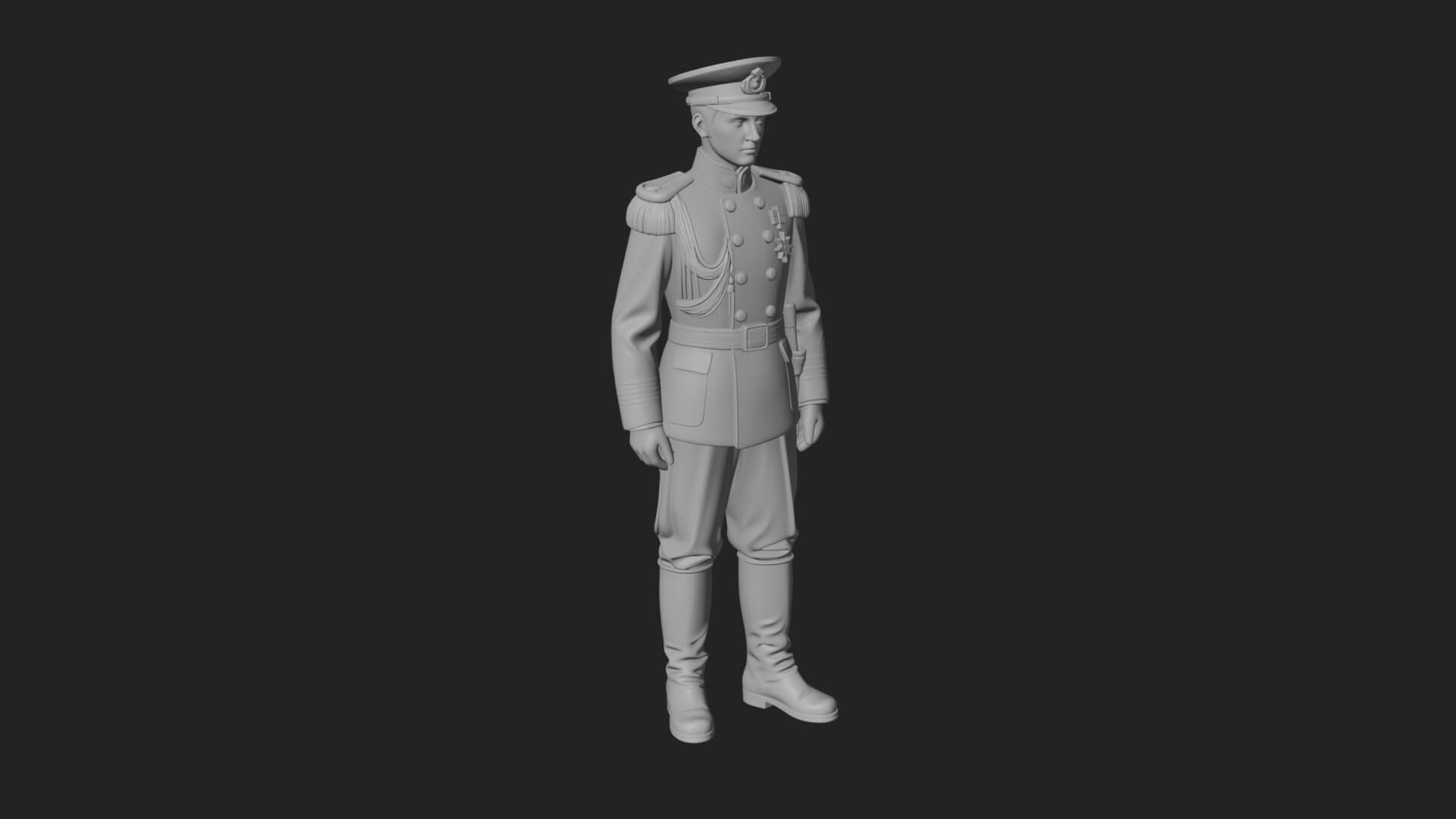 Dress Uniform Officer Statue Design 1 3D Print Model 3D Model