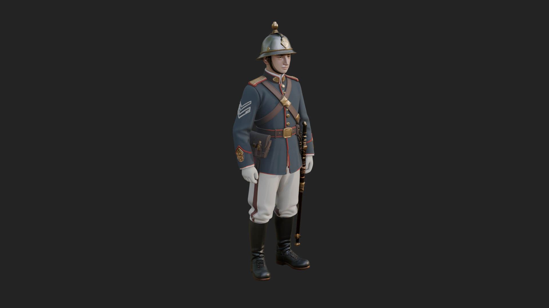 Dress Uniform Officer Statue Design 3 3D Print Model 3D Model