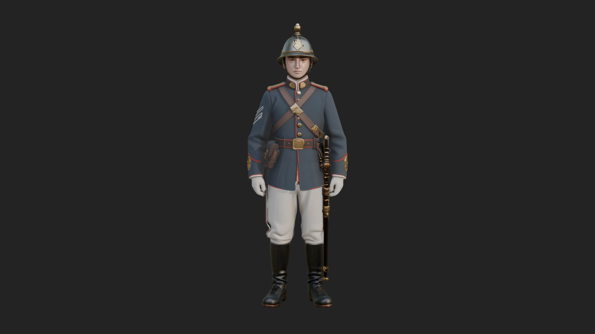 Dress Uniform Officer Statue Design 3 3D Print Model 3D Model