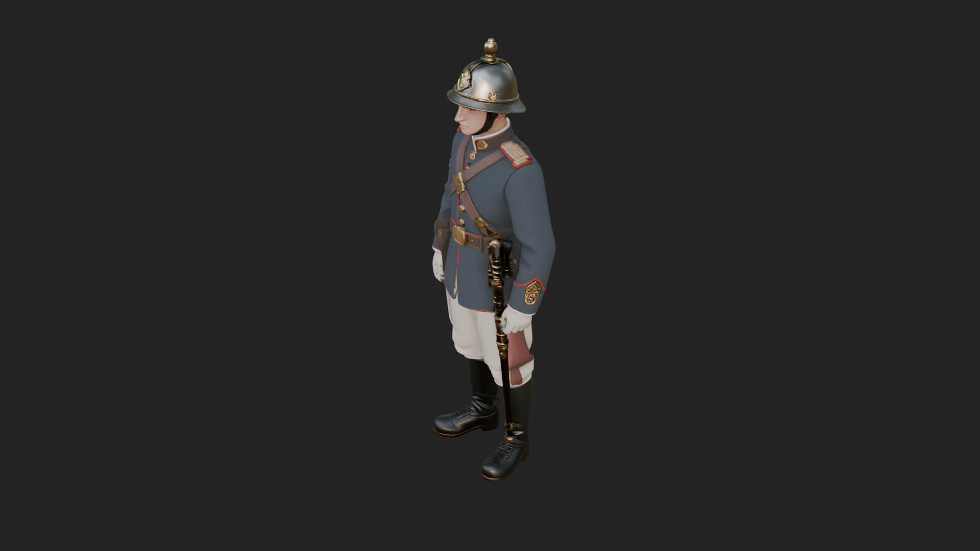 Dress Uniform Officer Statue Design 3 3D Print Model 3D Model