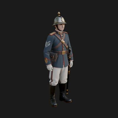 Dress Uniform Officer Statue Design 3 3D Print Model