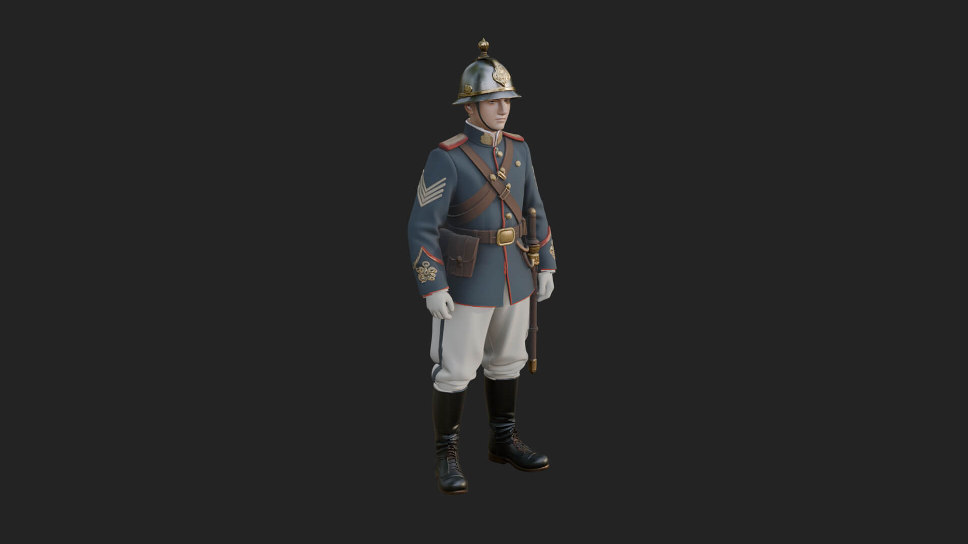 Dress Uniform Officer Statue Design 4 3D Print Model 3D Model