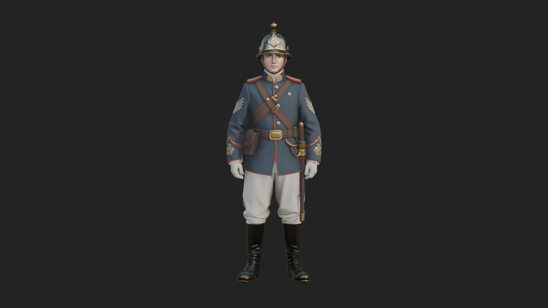 Dress Uniform Officer Statue Design 4 3D Print Model 3D Model
