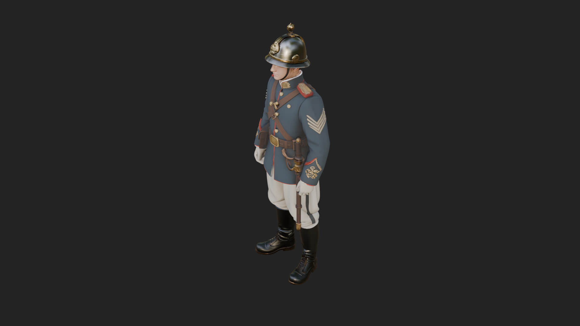 Dress Uniform Officer Statue Design 4 3D Print Model 3D Model