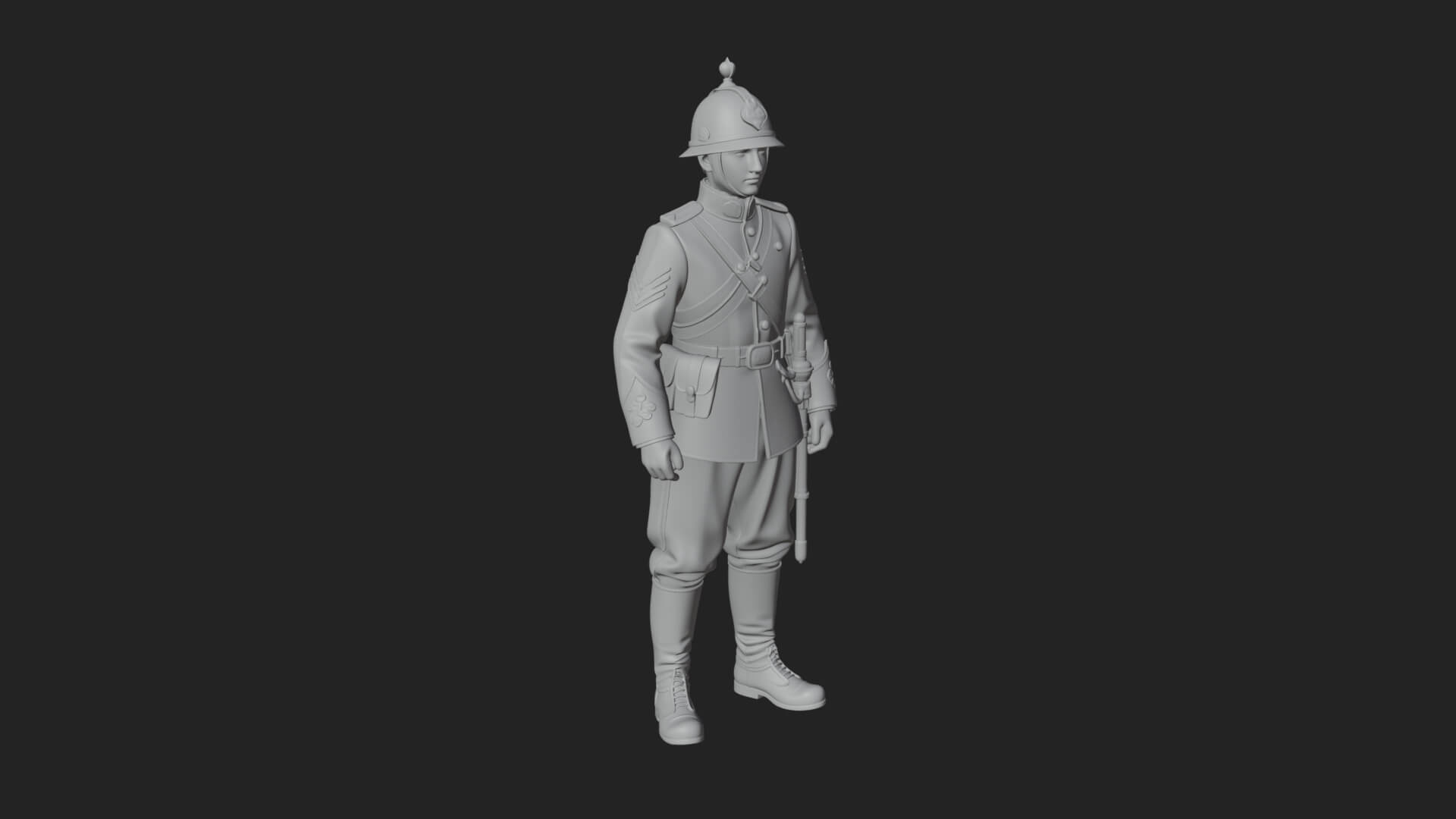 Dress Uniform Officer Statue Design 4 3D Print Model 3D Model