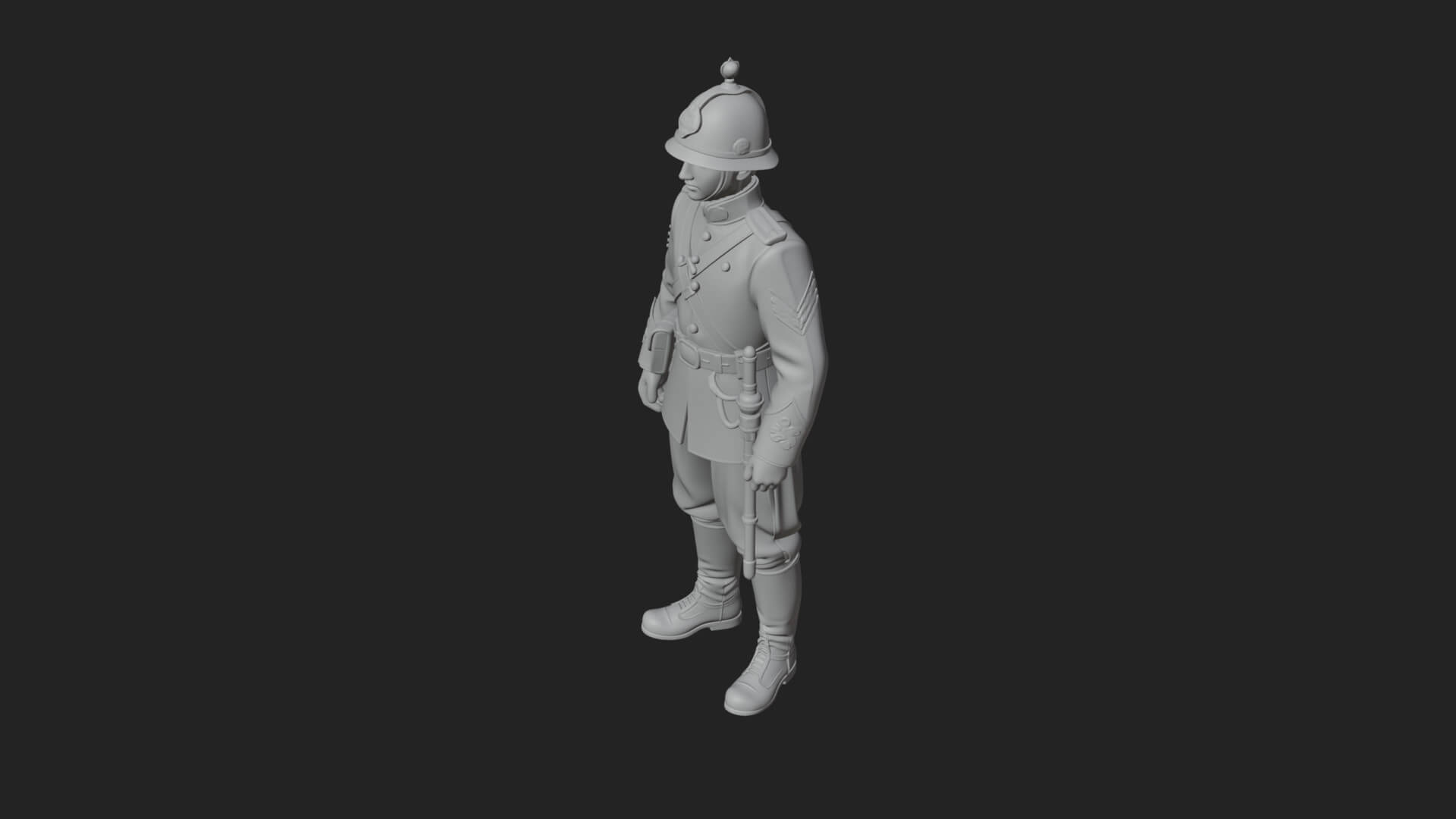 Dress Uniform Officer Statue Design 4 3D Print Model 3D Model