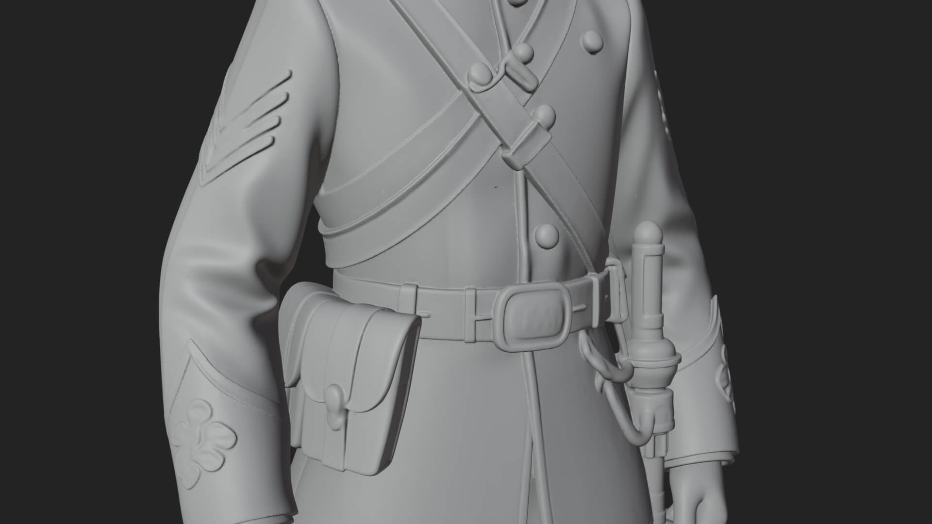 Dress Uniform Officer Statue Design 4 3D Print Model 3D Model