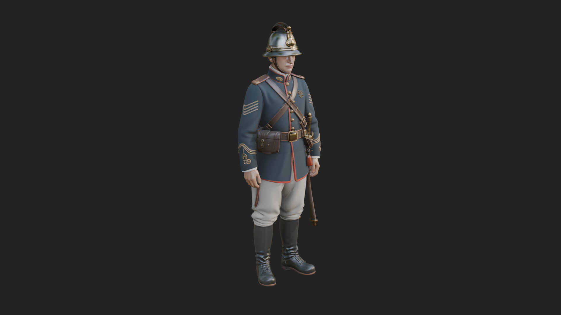 Dress Uniform Officer Statue Design 5 3D Print Model 3D Model