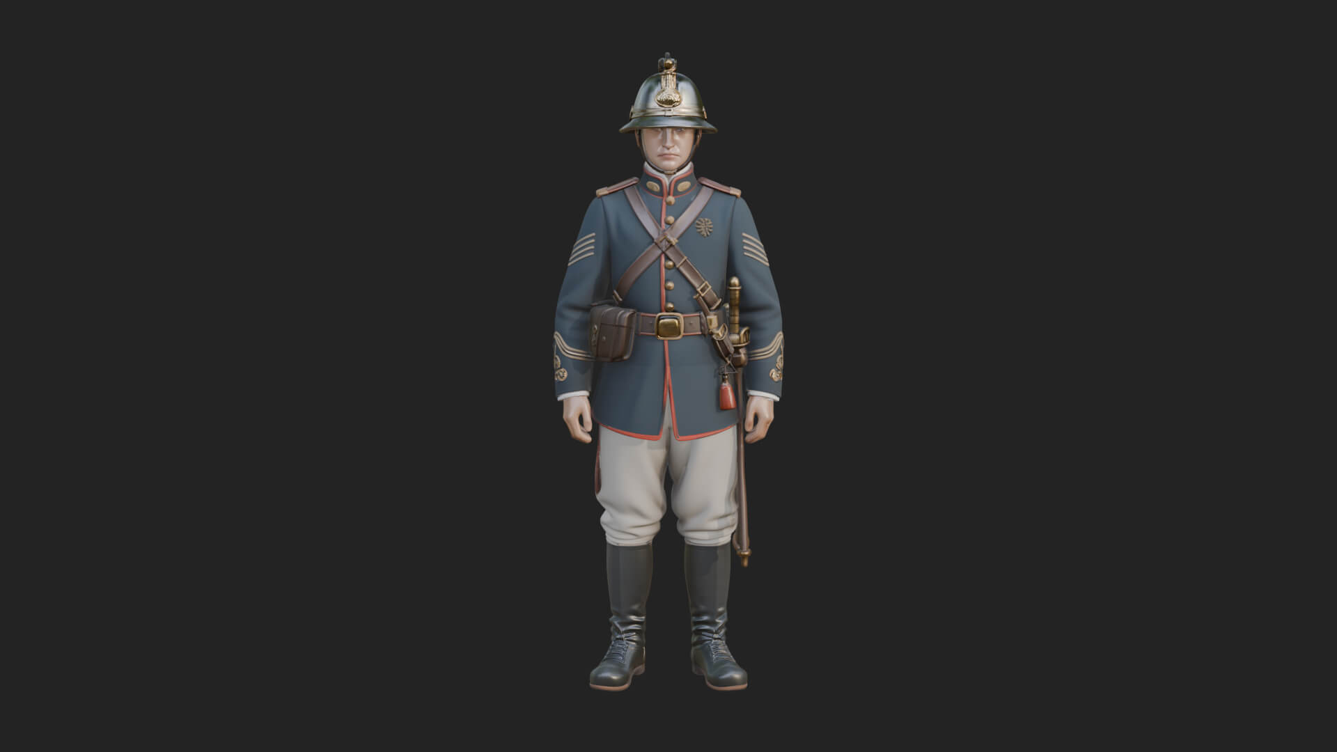 Dress Uniform Officer Statue Design 5 3D Print Model 3D Model