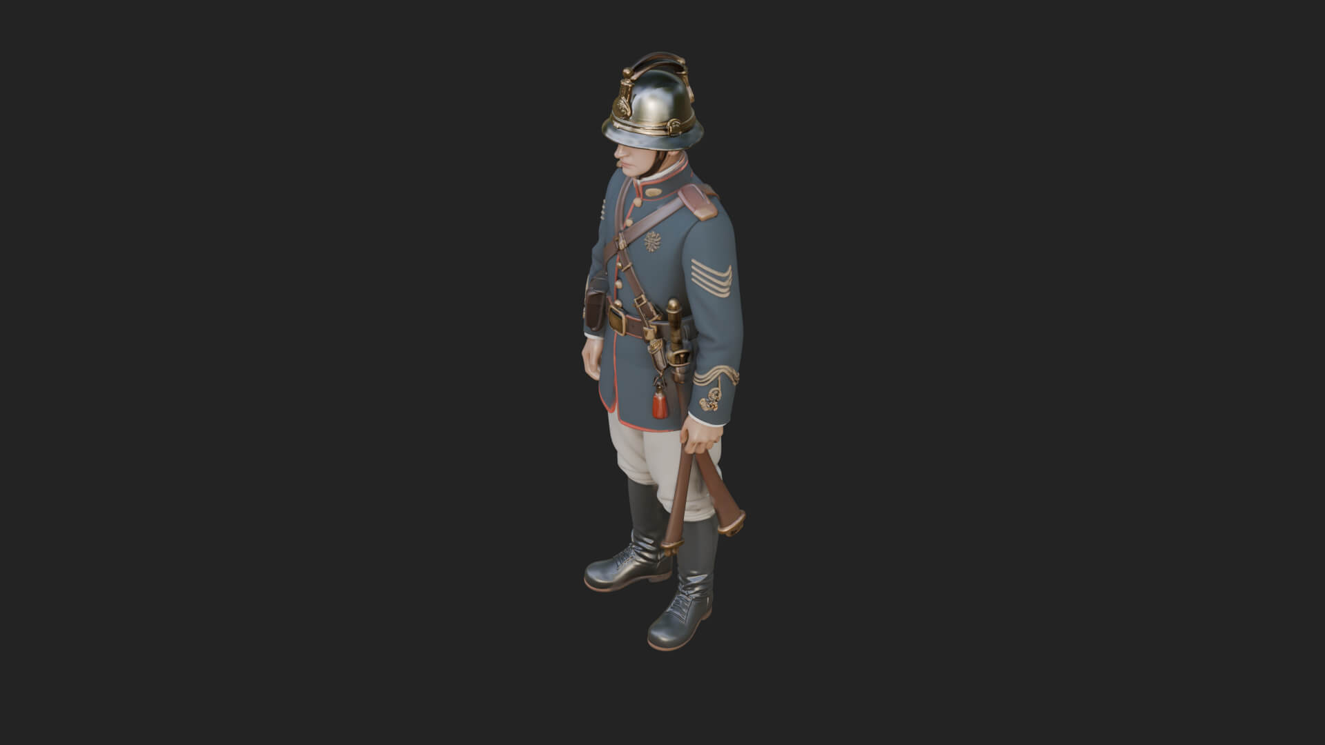 Dress Uniform Officer Statue Design 5 3D Print Model 3D Model