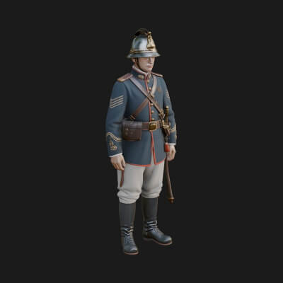 Dress Uniform Officer Statue Design 5 3D Print Model