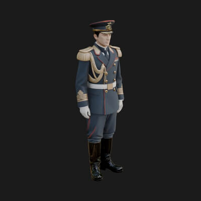 Dress Uniform Officer Statue Design 6 3D Print Model