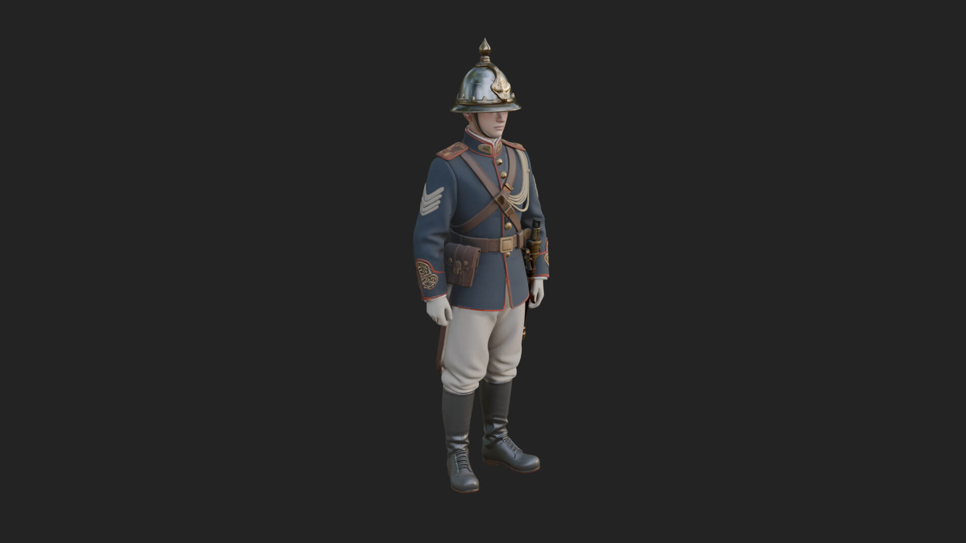 Dress Uniform Officer Statue Design 7 3D Print Model 3D Model